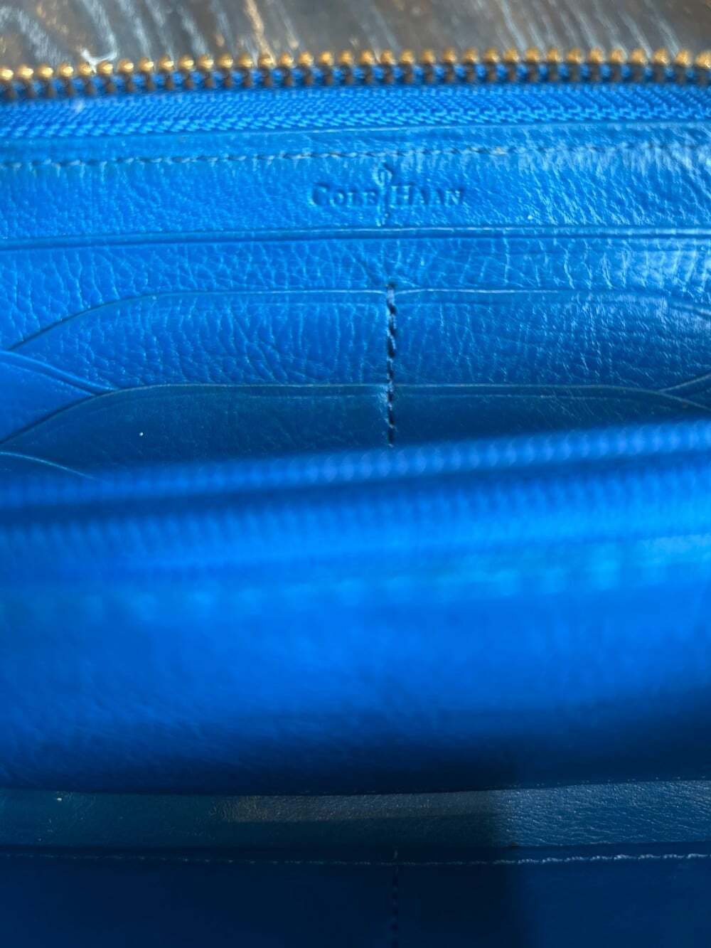 Cole Haan Blue Leather Zip Around Wallet - Picture 7 of 10